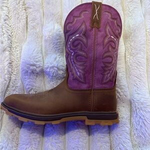 twisted X Women's Brown and Purple cowboy work Boots